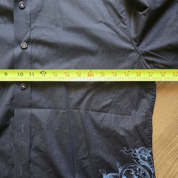 7 Diamonds Shirt Mens XL Black/ navy Button Down Y2K  Gothic Punk Grunge - Picture 7 of 8